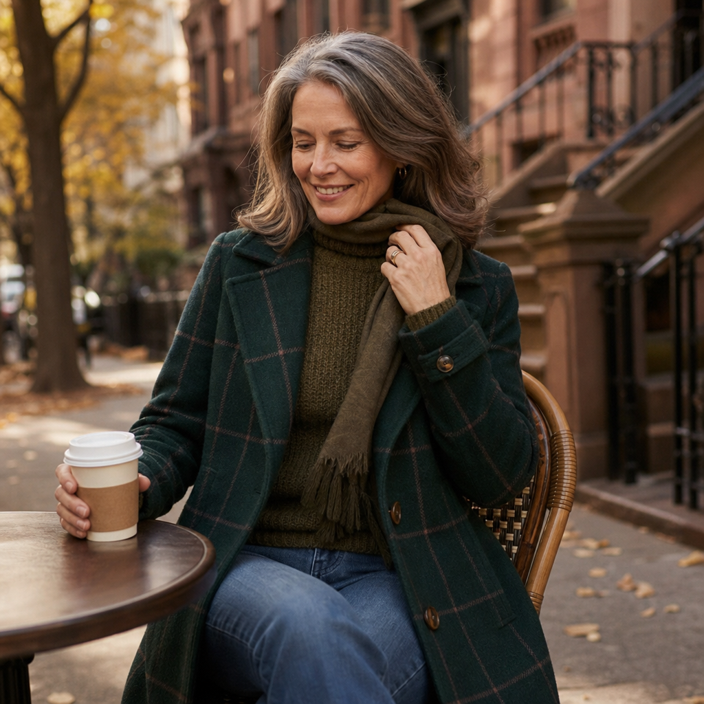 Helena | Wollmantel mit elegantem Karo-Muster