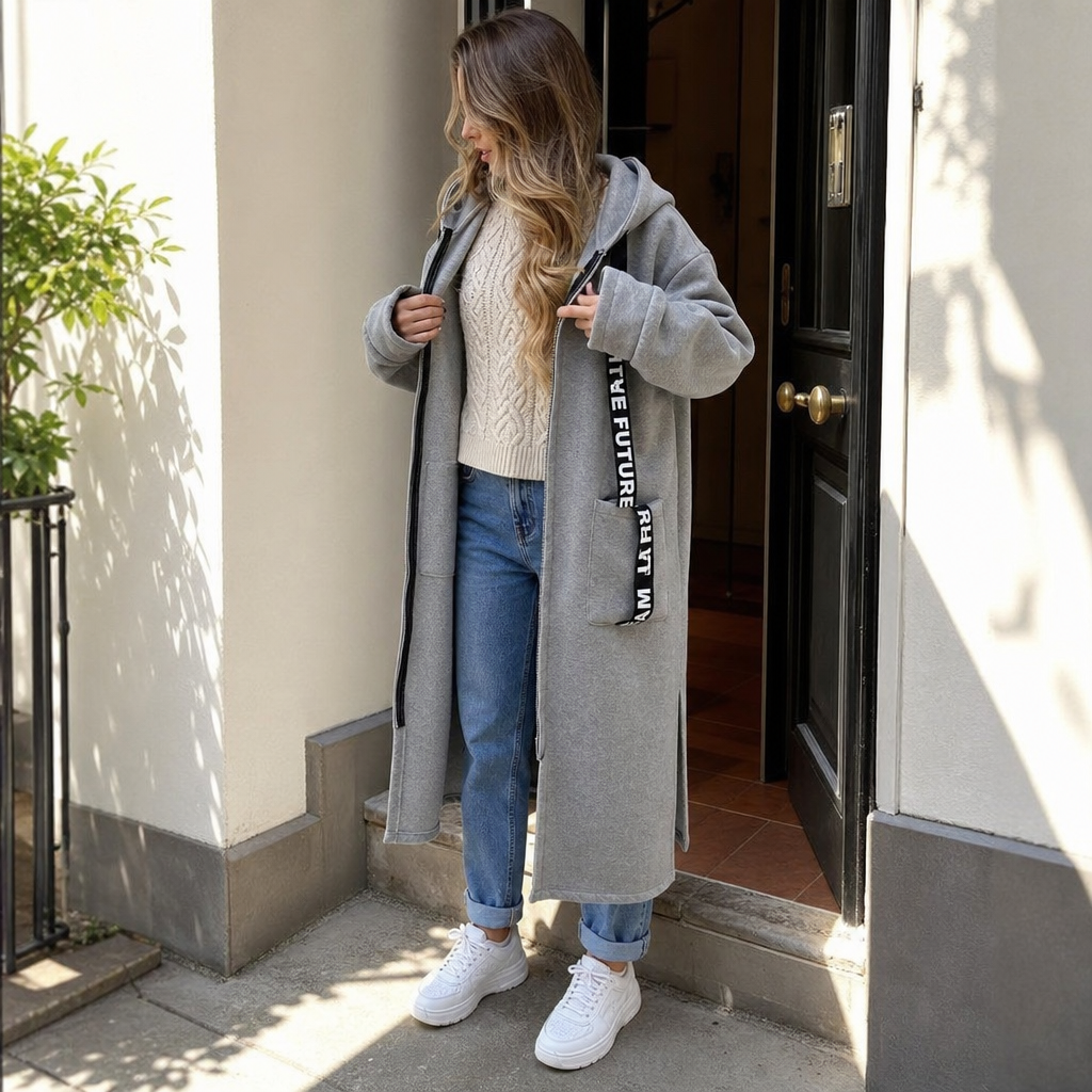Aurelia | Long-Sweatjacke mit Statement-Bändern