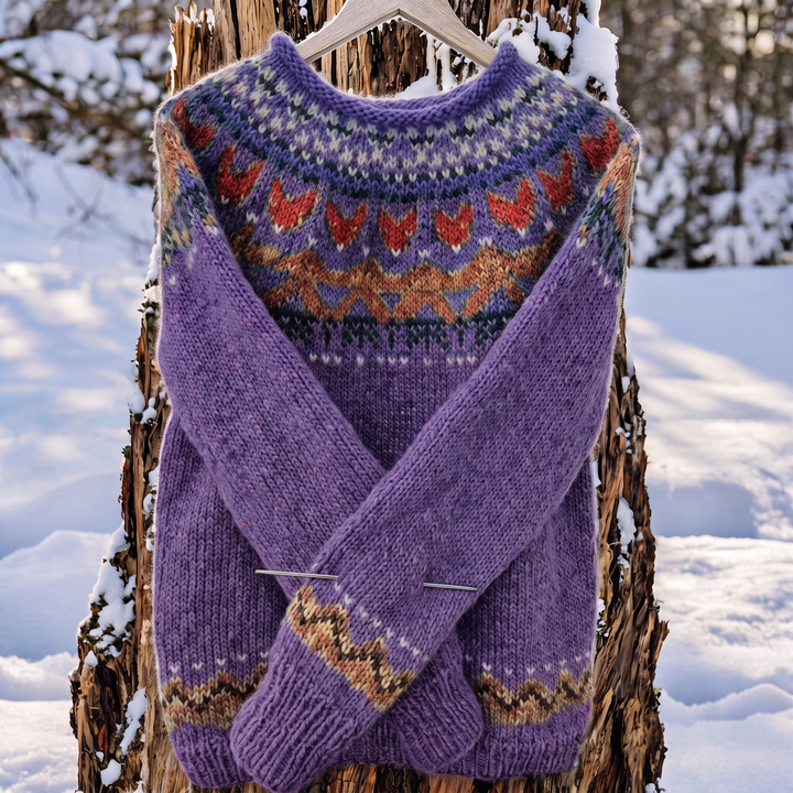 Benedetta | Merinowollpullover mit nordischem Muster auf den Schultern
