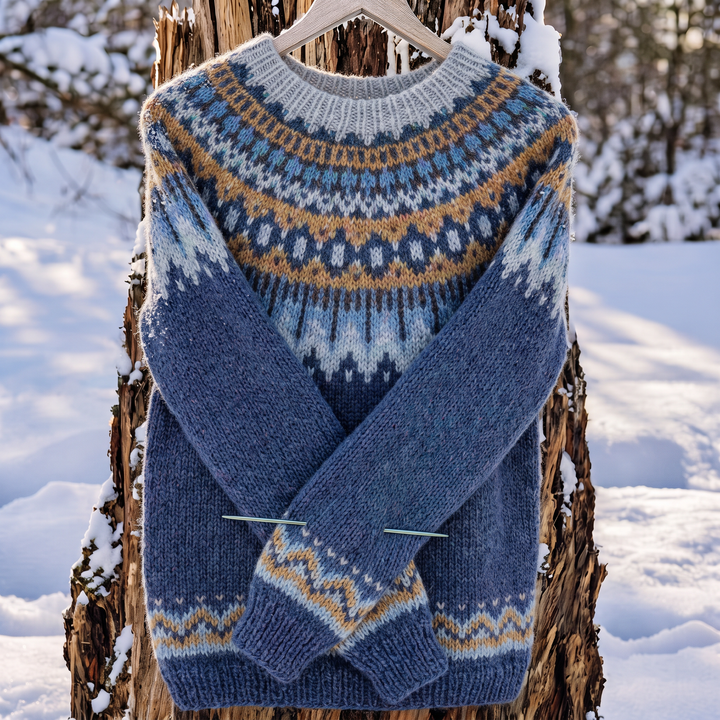 Serena | Merinowollpullover mit nordischem Muster auf den Schultern