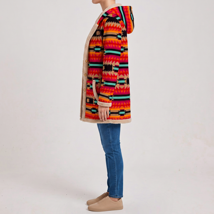 Giulia | Mantel mit Ethno-Geometrischem Muster