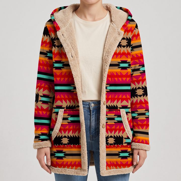 Giulia | Mantel mit Ethno-Geometrischem Muster