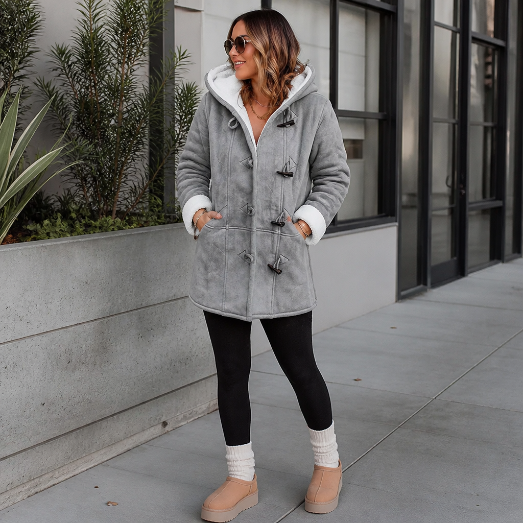 Mathilda | Gefütterter Dufflecoat mit Kapuze