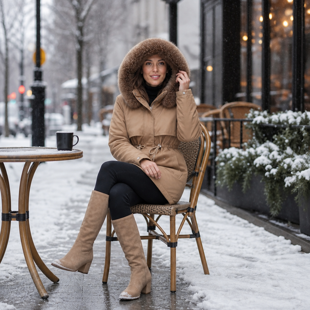 Amalia | Eleganter Wintermantel mit Gürtel