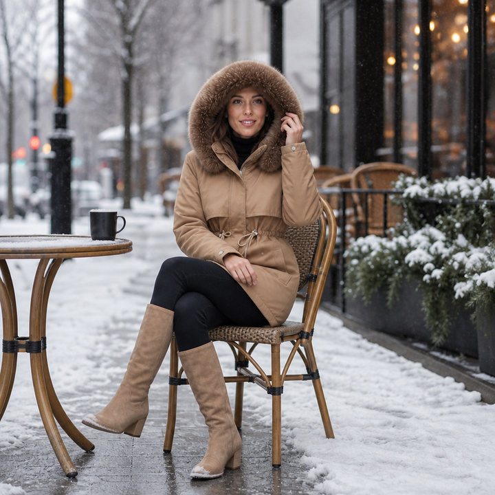 Amalia | Eleganter Wintermantel mit Gürtel