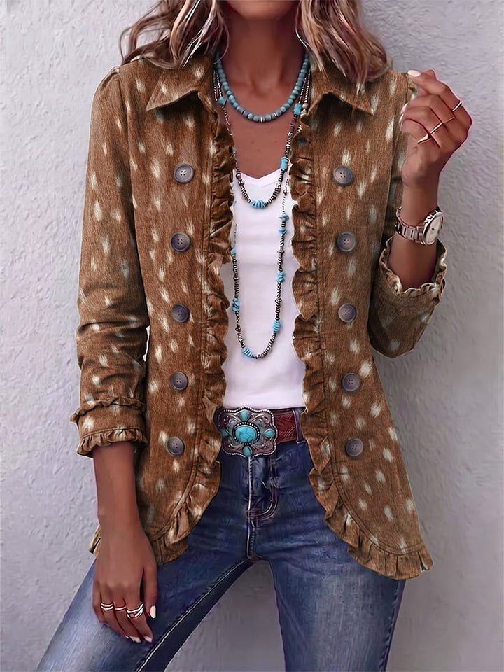 Simone | Tiermuster-Jacke mit Volants