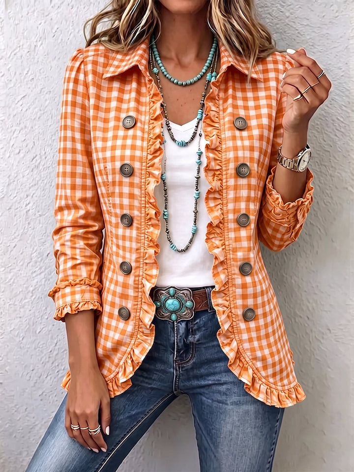 Delphine | Vichy-Karo-Jacke mit Rüschen