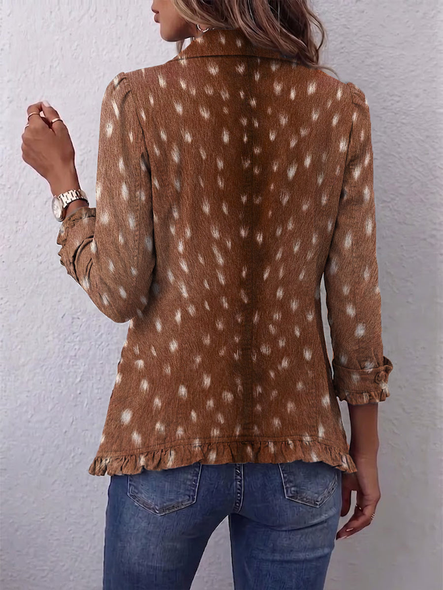 Simone | Tiermuster-Jacke mit Volants
