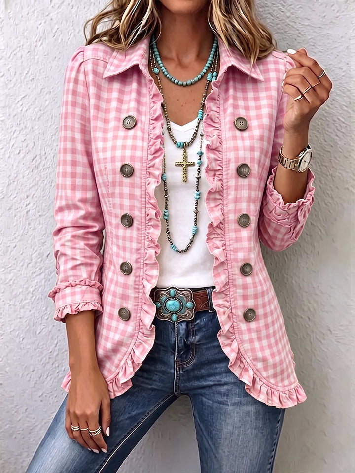 Delphine | Vichy-Karo-Jacke mit Rüschen