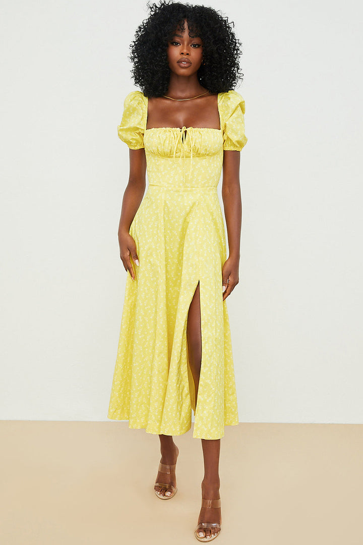 Aviana - Kleid mit Puffärmeln in Bloom