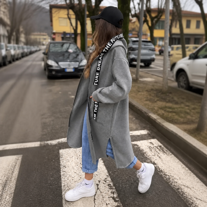 Aurelia | Long-Sweatjacke mit Statement-Bändern