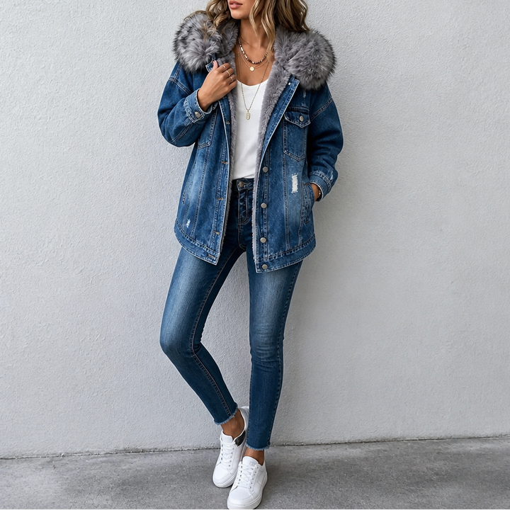 Mara | Jeansjacke mit kuscheliger Kapuze