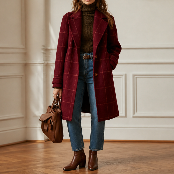 Helena | Wollmantel mit elegantem Karo-Muster