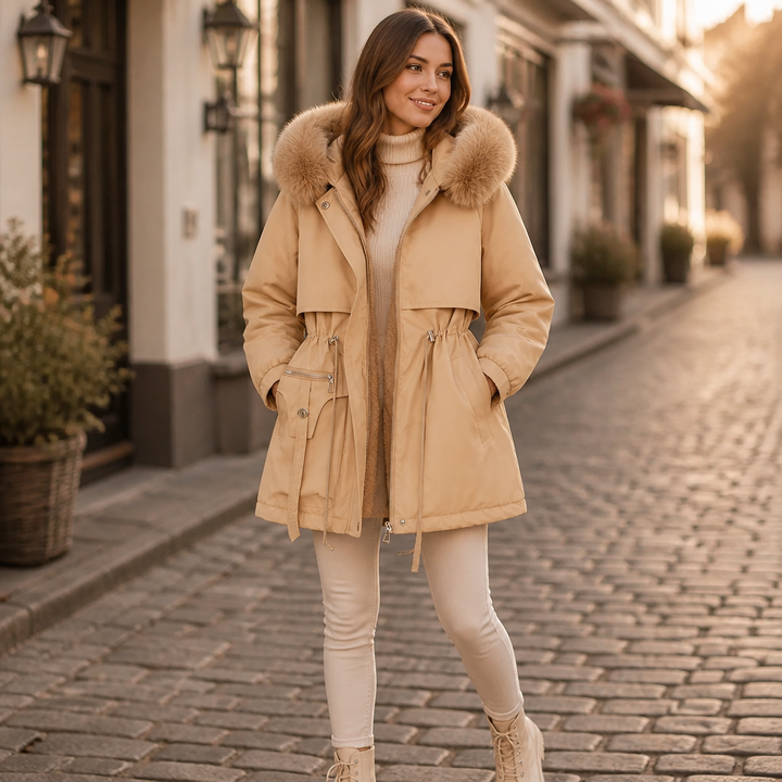Amalia | Eleganter Wintermantel mit Gürtel