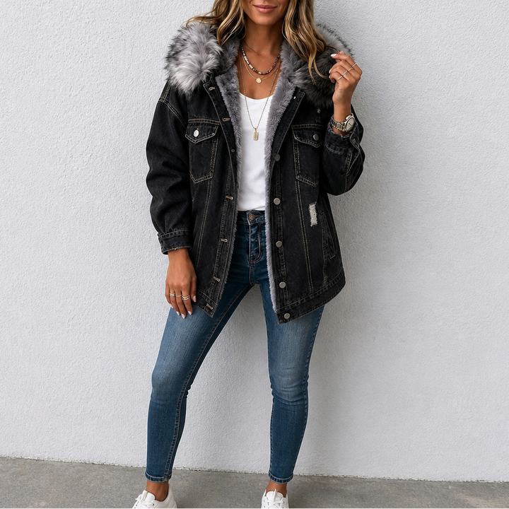 Mara | Jeansjacke mit kuscheliger Kapuze
