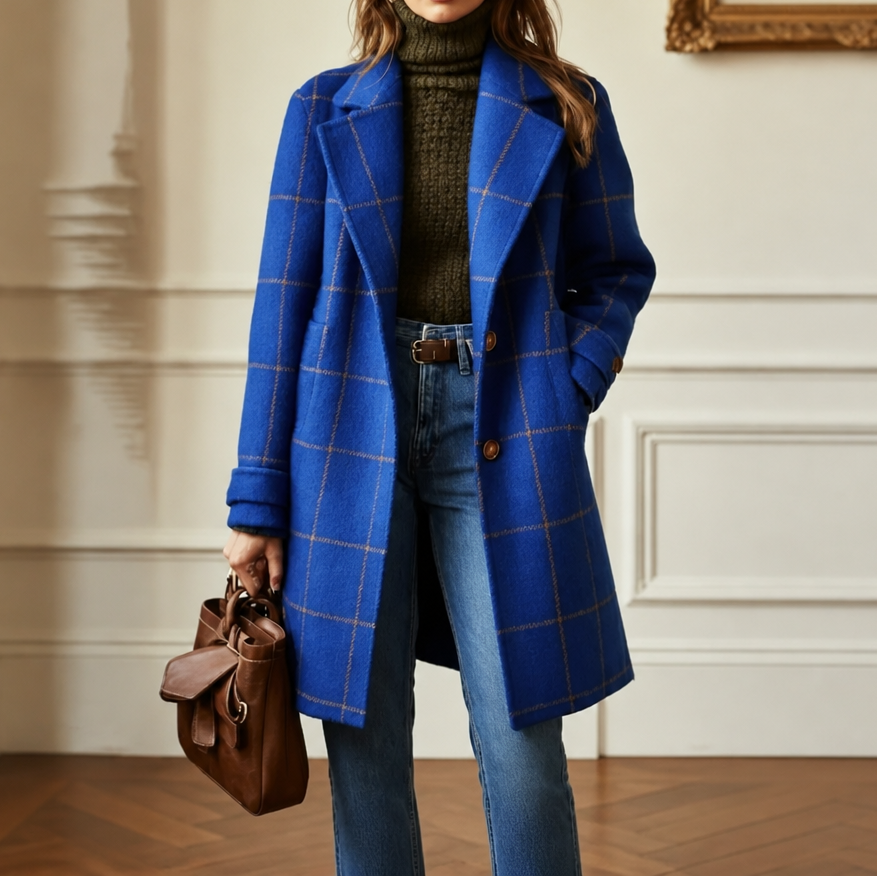 Helena | Wollmantel mit elegantem Karo-Muster