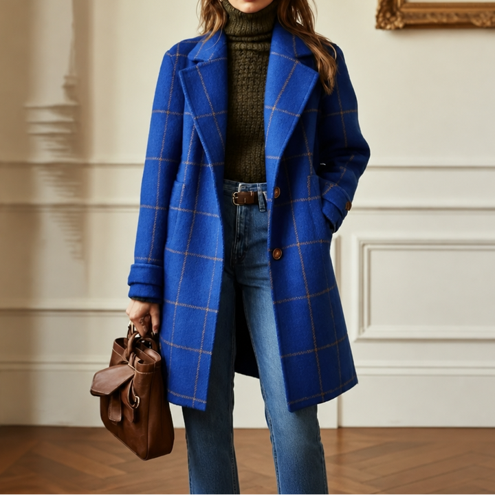 Helena | Wollmantel mit elegantem Karo-Muster