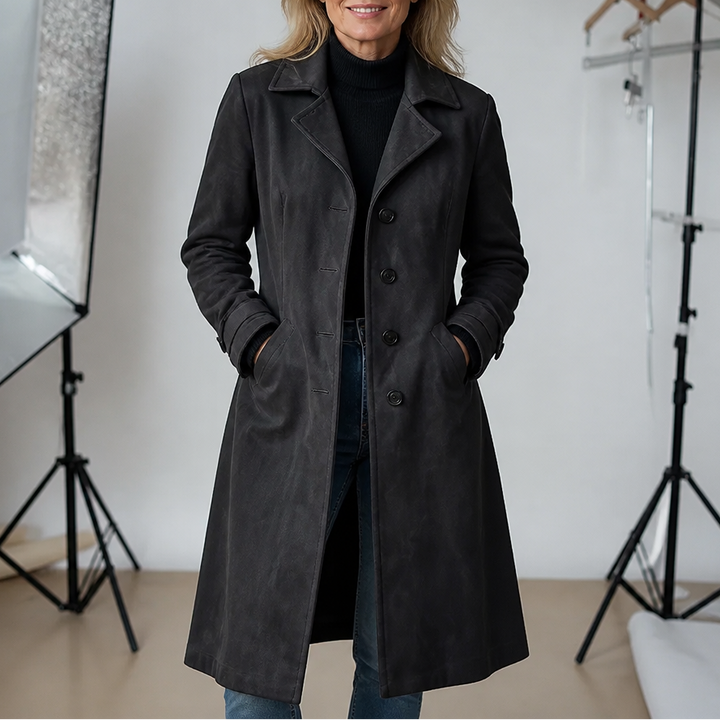 Astrid | Rauleder-Mantel in zeitloser Passform