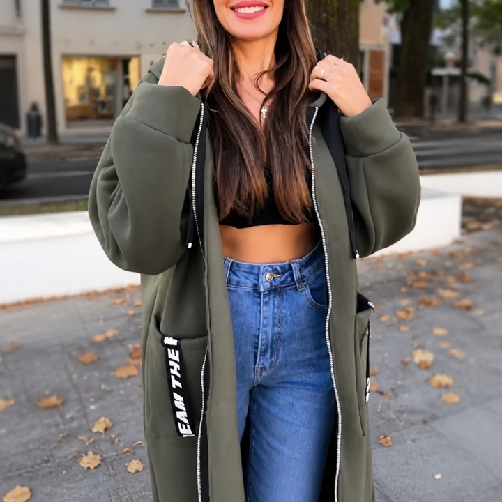 Aurelia | Long-Sweatjacke mit Statement-Bändern