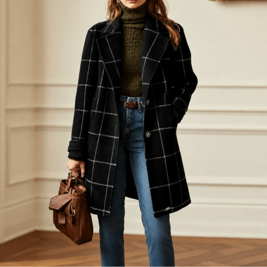 Helena | Wollmantel mit elegantem Karo-Muster
