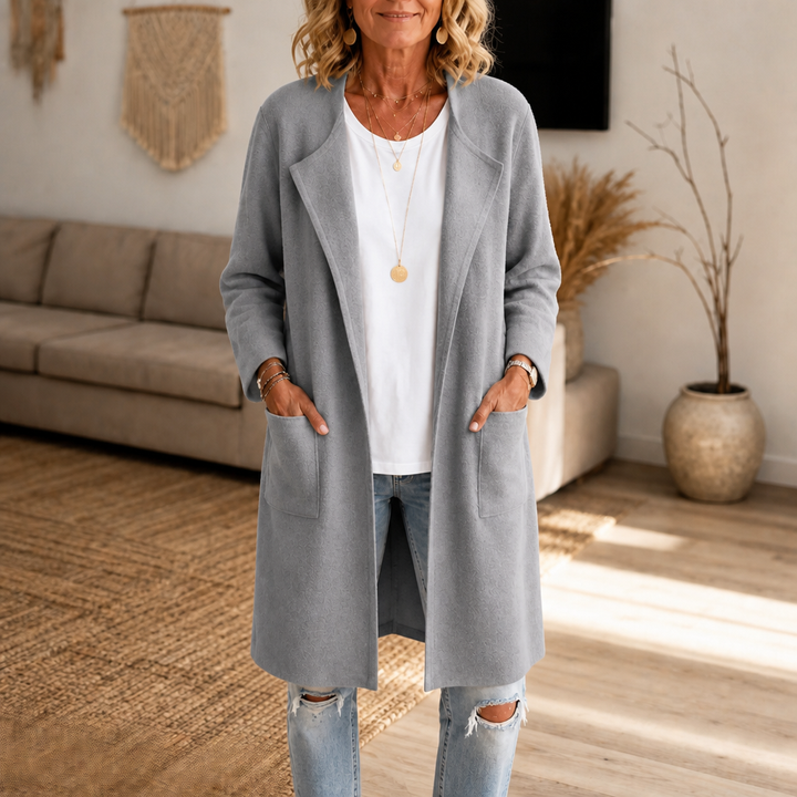 Elisa | Langer Mantel mit offenem Schnitt