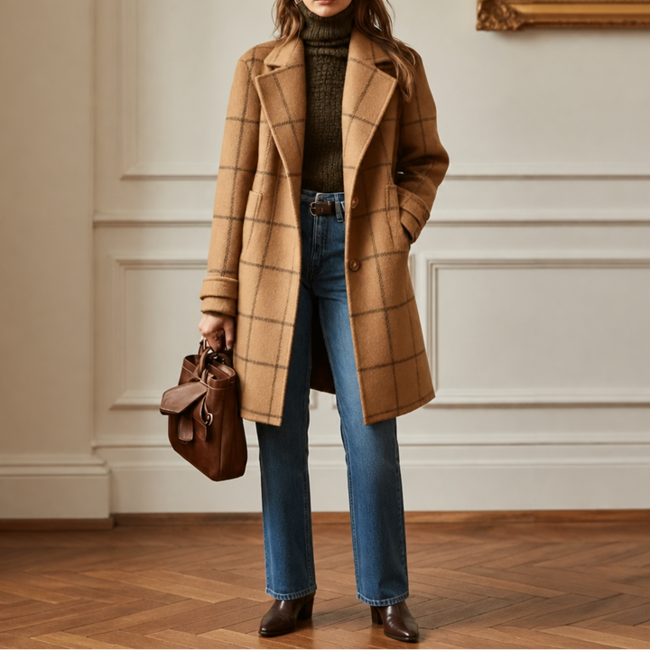 Helena | Wollmantel mit elegantem Karo-Muster