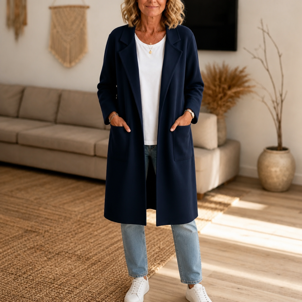 Elisa | Langer Mantel mit offenem Schnitt